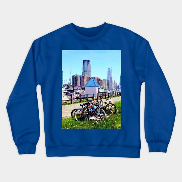 Liberty State Park - Parked Bicycles Crewneck Sweatshirt by SusanSavad